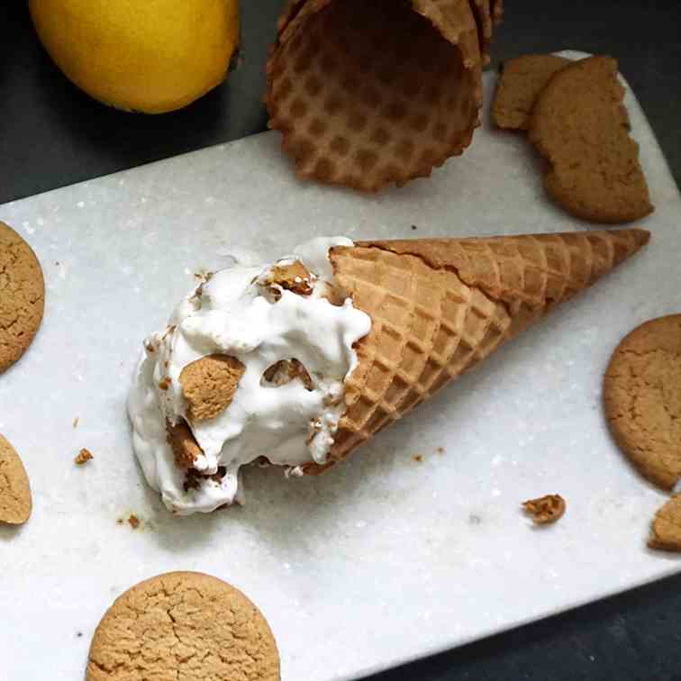 Lemon ginger snap ice cream