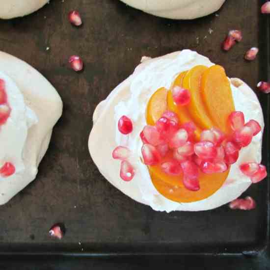 Pavlova with Persimmon - Pomegranate