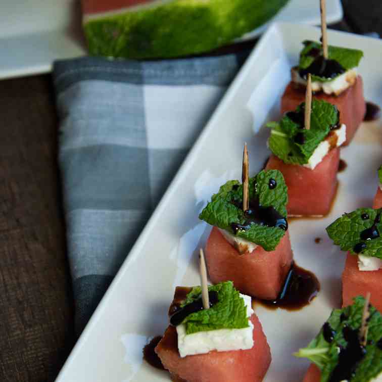 Watermelon Feta Mint Skewers 