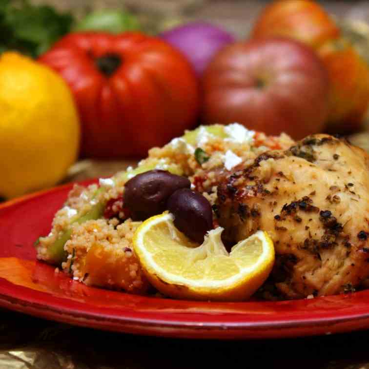 Greek Chicken and Salad with Couscous