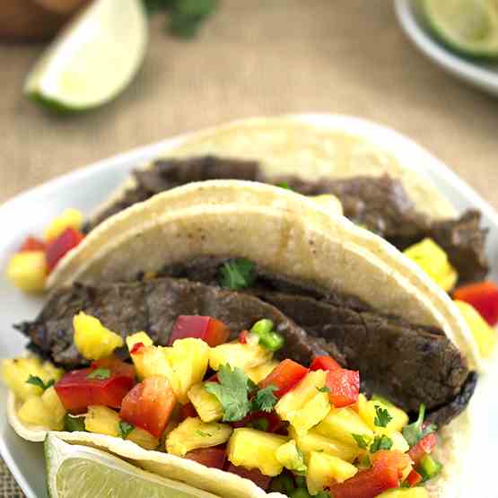 Korean BBQ Tacos with Pineapple Salsa 