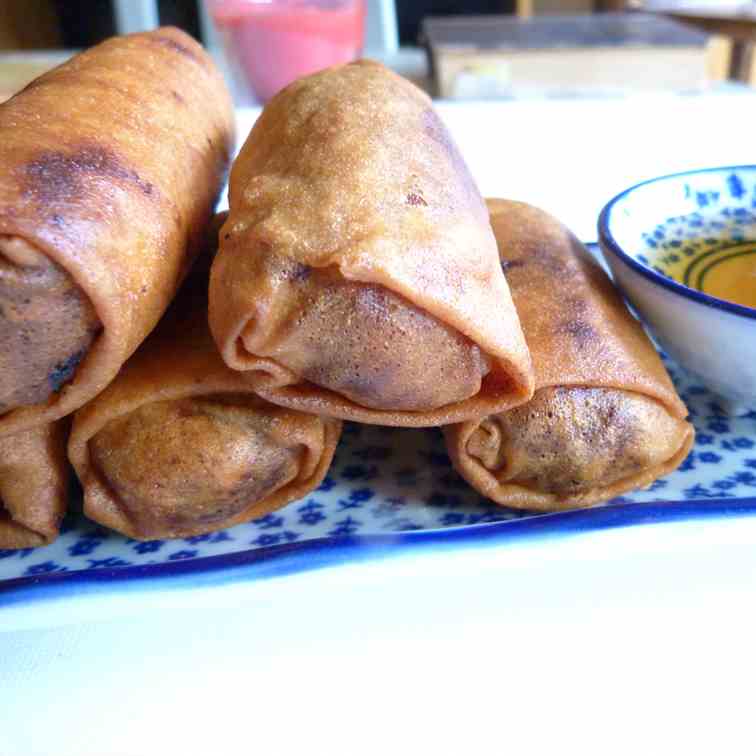 Chicken and sweet potato spring rolls