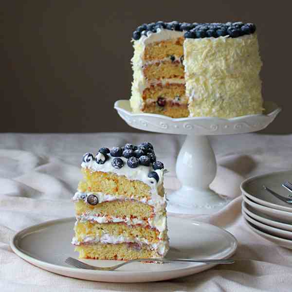 Lemon blueberry and cream cake