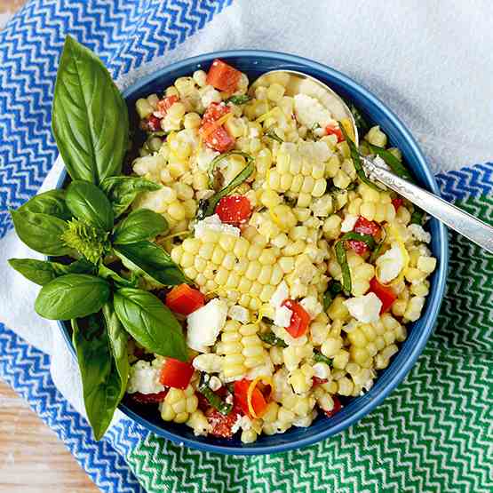 Corn Salad with Basil - Queso Fresco