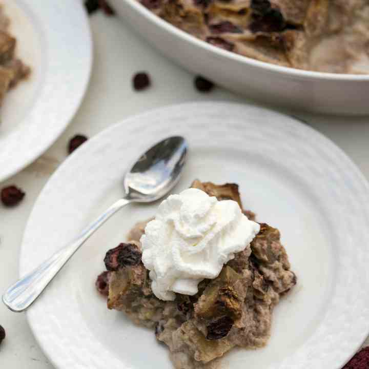 Cranberry Eggplant Bread Pudding