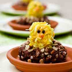 Lemon Krispie Chick in Cocoa Krispie Nest