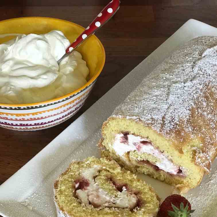 Strawberry and Cream Roulade