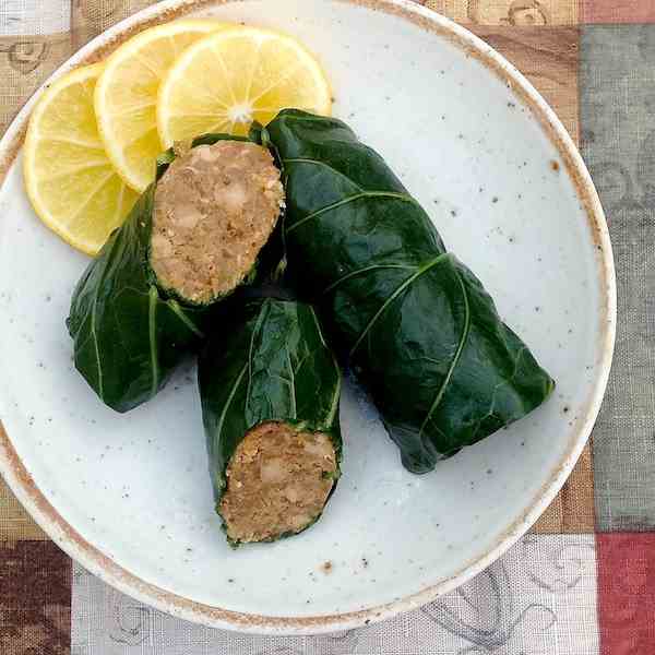 Collard Rolls with Boudin