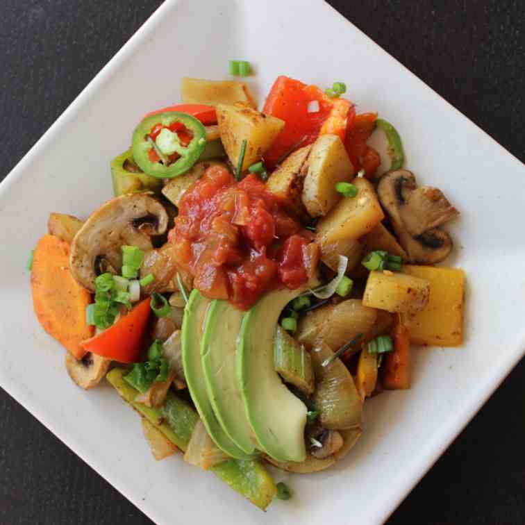 Spicy Potato Hash with Avocado