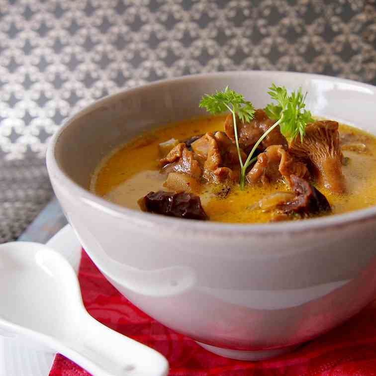 Chanterelle soup with fennel