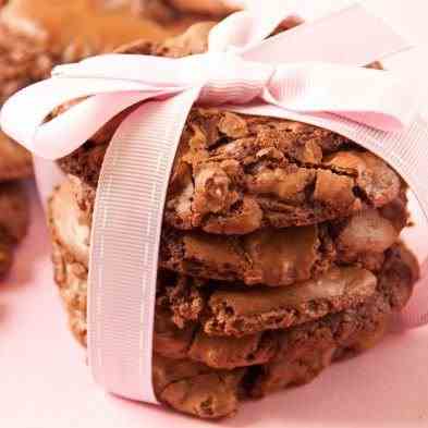 Chewy Double Chocolate Bourbon Nut Cookies