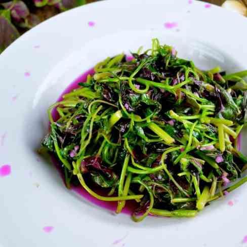 STIR-FRIED PINK AMARANTH GREENS