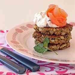 Courgette fritters & smoked salmon