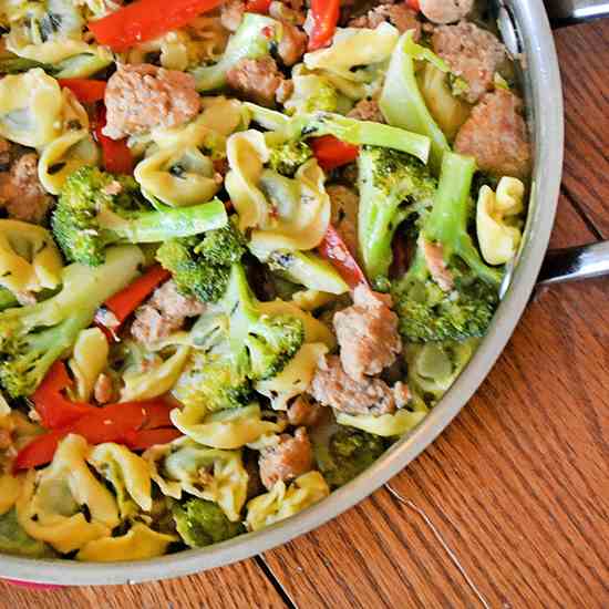 Sausage Broccoli Tortellini Skillet