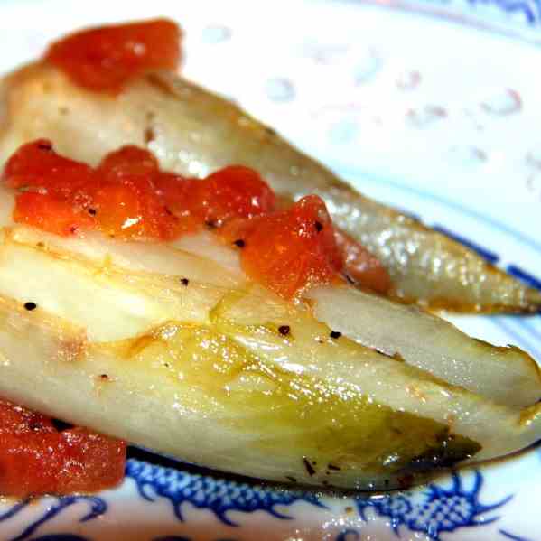 Fried Chicory with Tomatoes