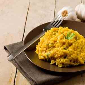 Liquorice, Saffron - Pistachio Risotto