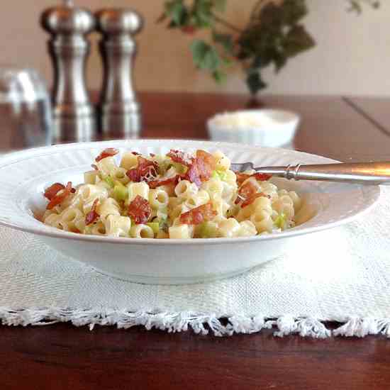 Pasta with Bacon and Leeks