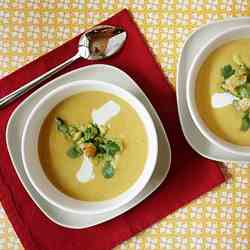 Curried Summer Corn Soup with Shrimp