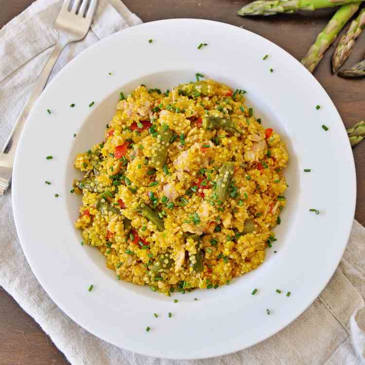 Saffron Quinoa with Asparagus - Tuna