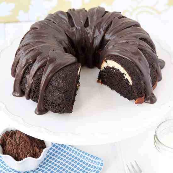 Ribboned Fudge Bundt Cake