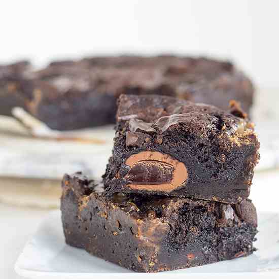 Coffee Caramel Cadbury Egg Brownies