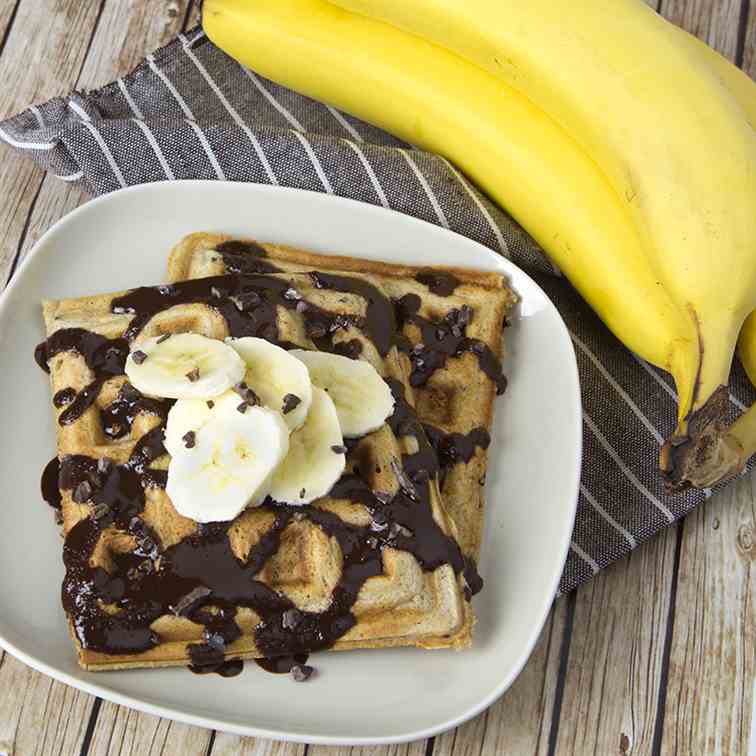 Sourdough Banana Choc Nib Waffles