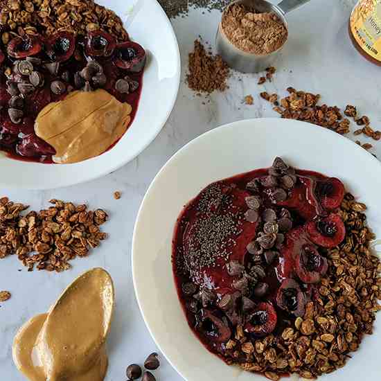 Cherry Chocolate Granola Smoothie Bowl