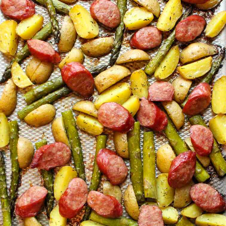 One Pan Sausage Potato Bake