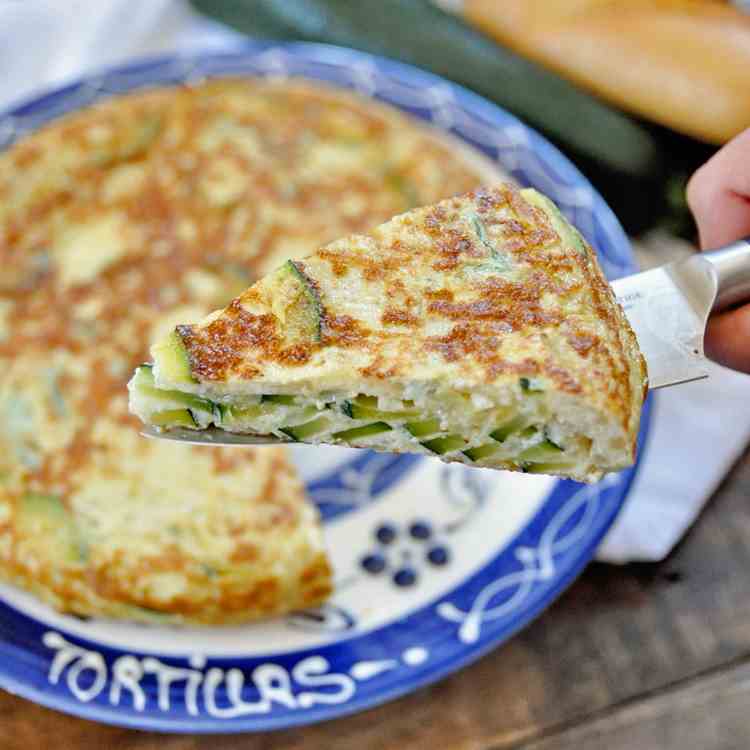 Spanish Tortilla with Zucchini - Onions