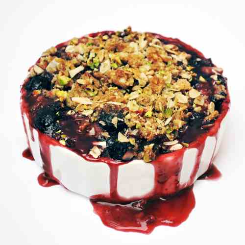 Berry-Rhubarb Crisp with Pistachios