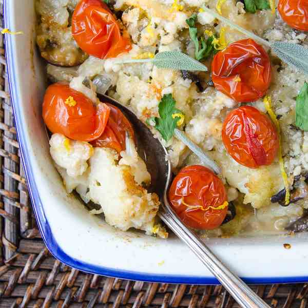 Cauliflower and Mushroom Gratin