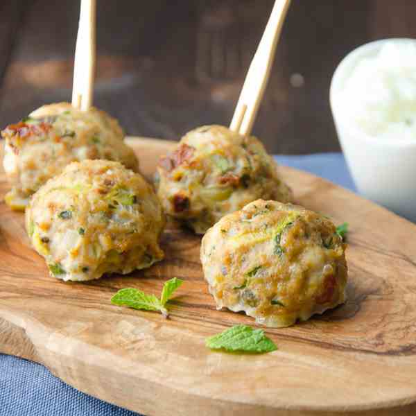 mediterranean turkey meatballs with tzatzi