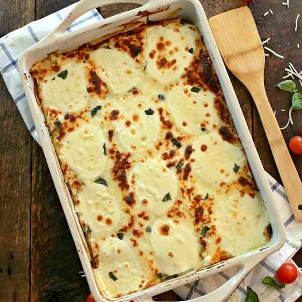 White Chicken Caprese Lasagna