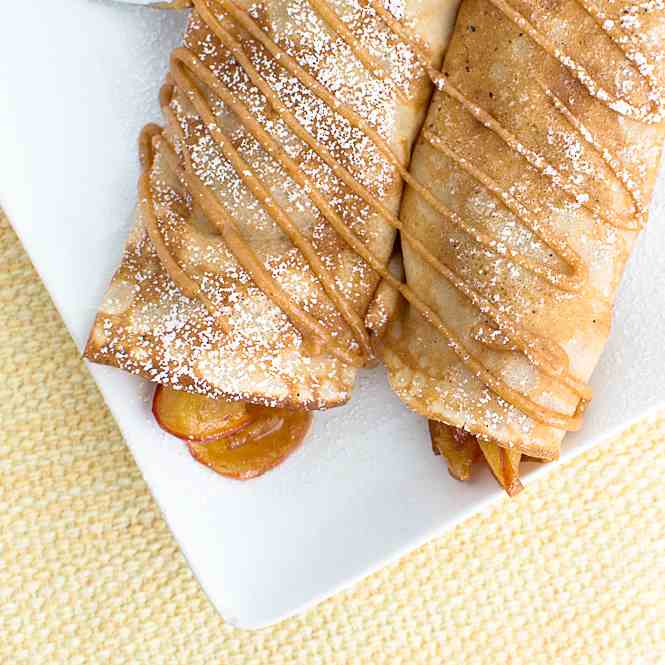 Apple Crepes with a Peanut Butter Drizzle