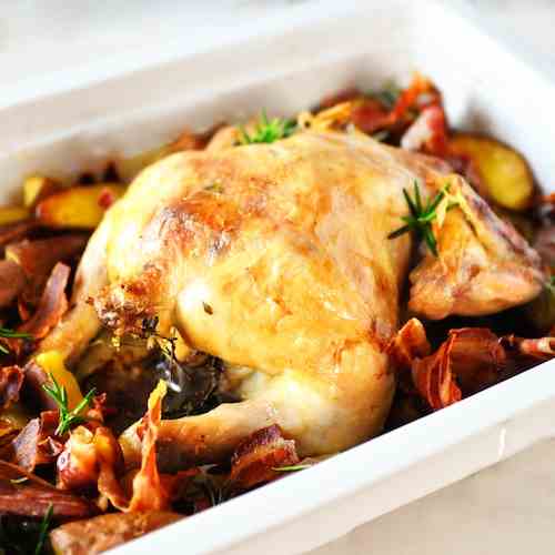 Roast chicken with potatoes