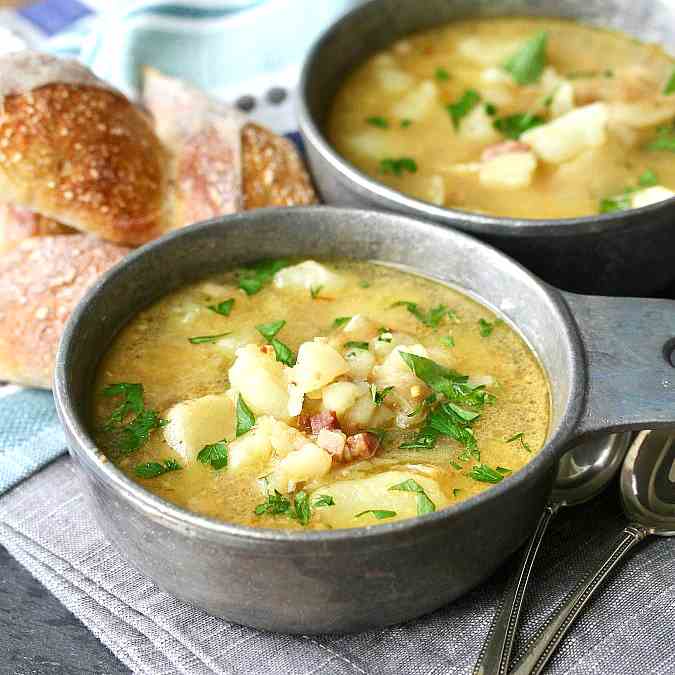 Potato Soup with Fried Almonds