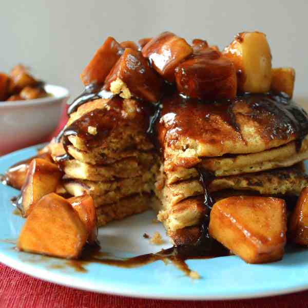 Kefir Pancakes with Apple-Cinnamon Topping