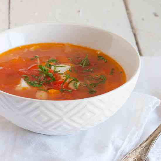 Traditional Romanian chicken noodle soup