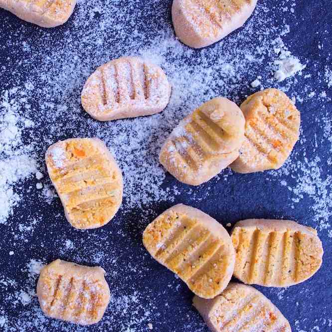 Yam Gnocchi with Basil Pesto (vegan - gf)