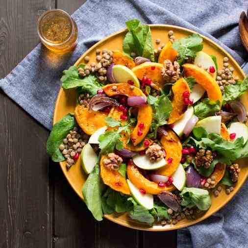 Butternut squash salad with walnut dressin