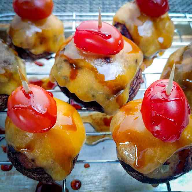 Teriyaki Burger Stuffed Mushrooms