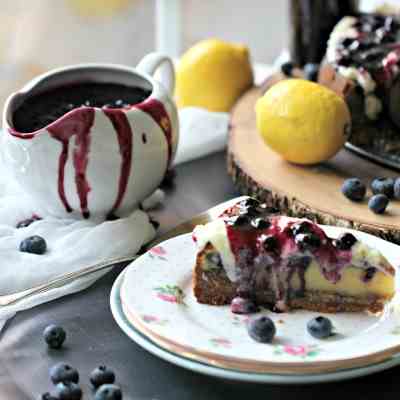 French Custard Cake with Blueberries