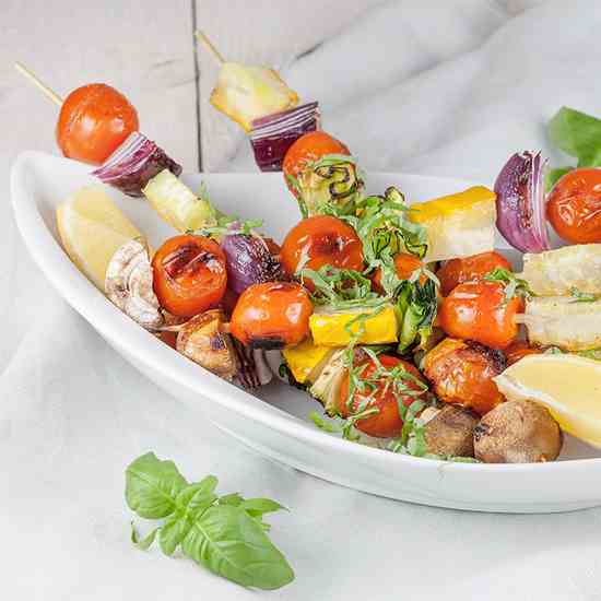 Chargrilled vegetable kebabs
