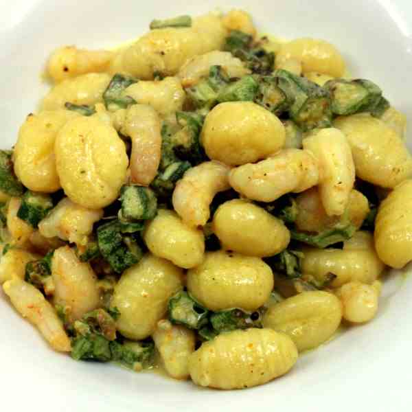 Gnocchi with Okra and Prawns