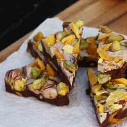 Mango and pistachio chocolate bark