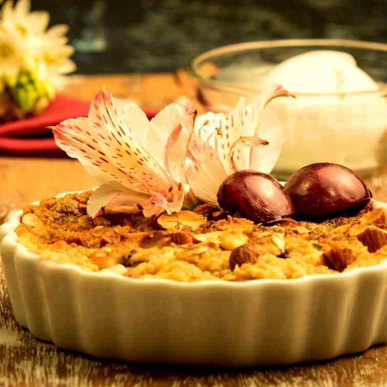 Plum Crumble with Vanilla Ice Cream