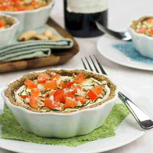 Zucchini, Tomato and “Ricotta” Tartelettes