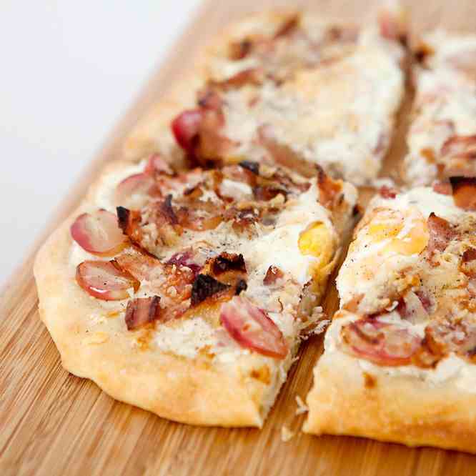 Grape, Prosciutto, Parmesan and Egg Pizza