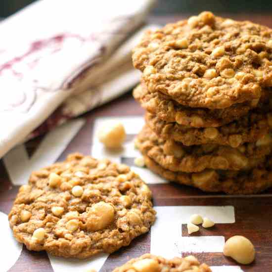 White Chocolate Macadamia Oatmeal Cookies