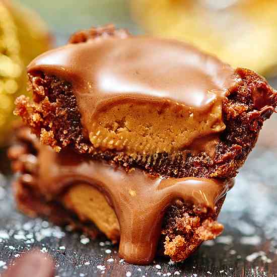 Peanut Butter Cup Stuffed Brownie Bites